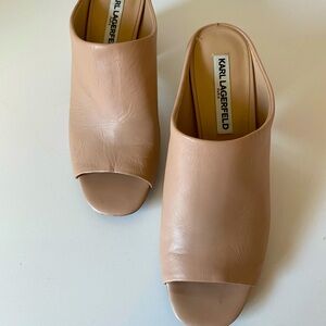 Karl Lagerfeld Nude Peep Toe Slides